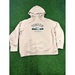 Champion‎ Towson Tigers Football Team Hoodie Womens 2XL Pink Graphic Print Logo